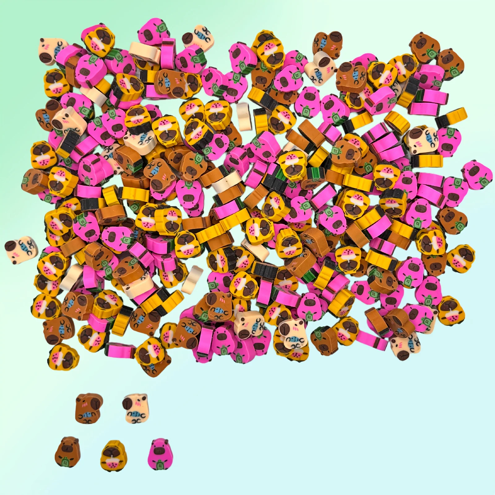 재미있는 미니 카피바라 지우개 | 다양한 색상의 참신한 지우개 (교실, 가정, 학교 포상 및 파티 선물, 홈스쿨 용품)