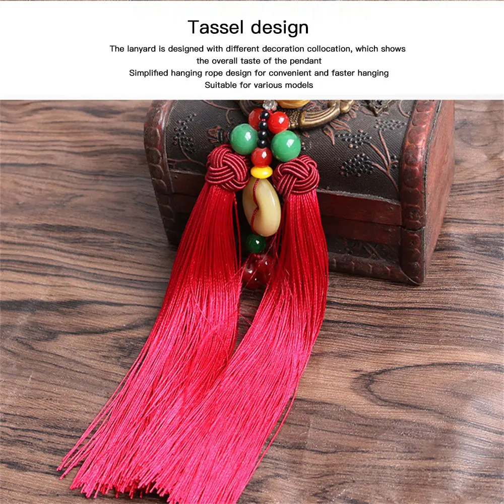 قلادة لوتس بيضاء ذهبية محمولة ، حبل معلق رائع ، زينة عقدة صينية ، إكسسوارات سيارة ، تصميم يبارك السلام