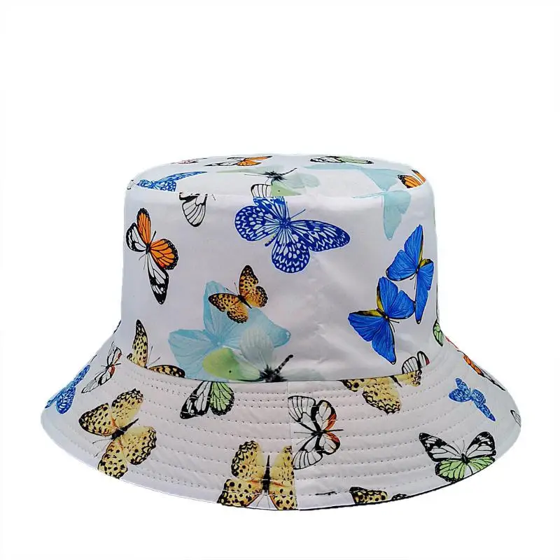 

COKK Bucket Hat Women Butterfly Print Spring Summer Hats For Women Men Unisex Double Sided Bob Hat Hip Hop Kpop Casual Caps New