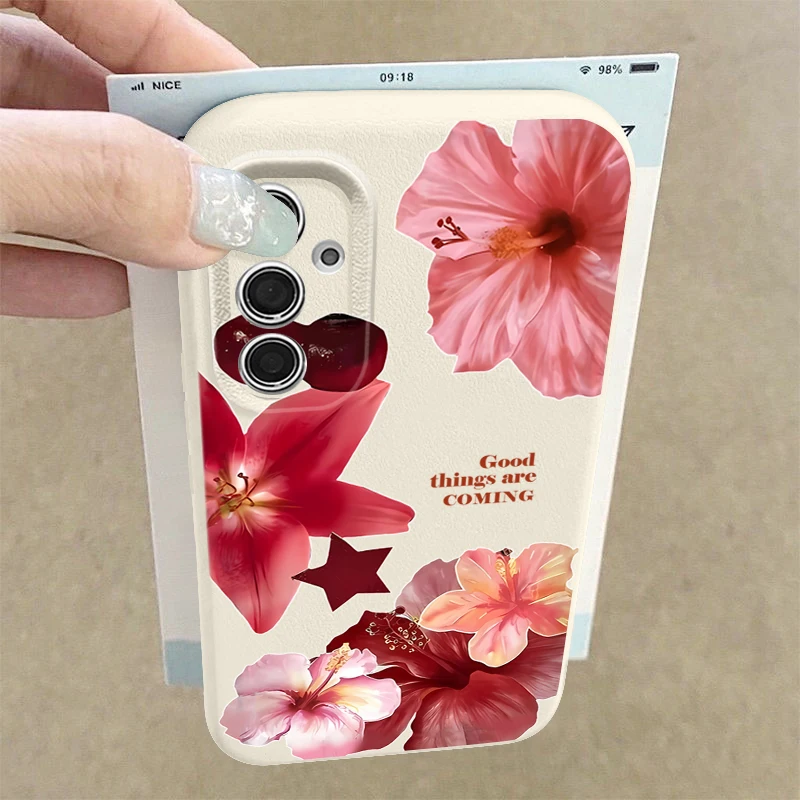 Realistische Blumen-Blumenhülle für Samsung Galaxy A17 A56 A16 A36 A26 A55 A15 A54 5G S24 FE S25 Edge S23 S22 Ultra TPU Handyhülle