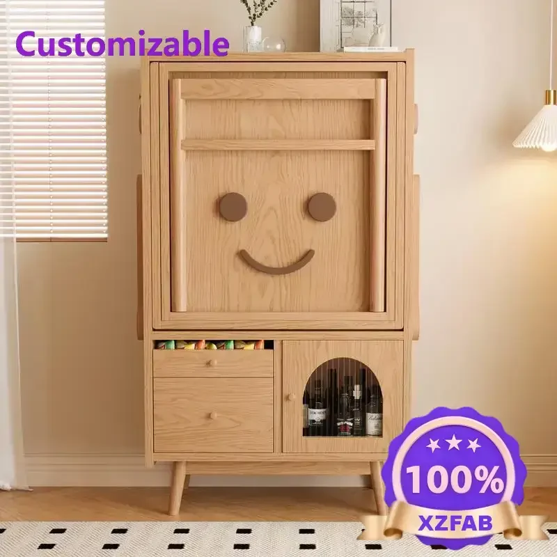 Factory Direct 2026 Top Retractable dining table Solid wood robot locker Household small apartment dining side cabinet integrate