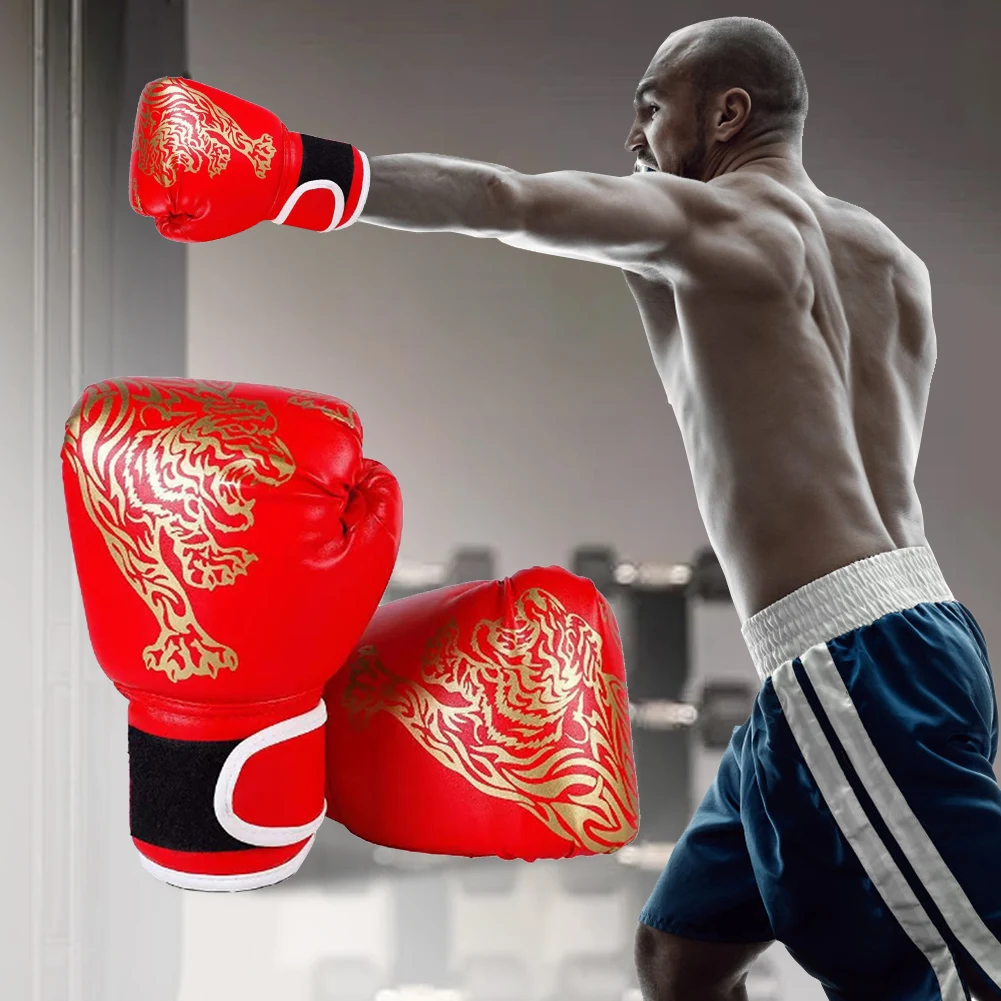 Boxing Gloves Breathable Sanda Boxing Gloves PU Leather Professional Boxing Gloves Fighting Taekwondo Mitts for Training Sandbag