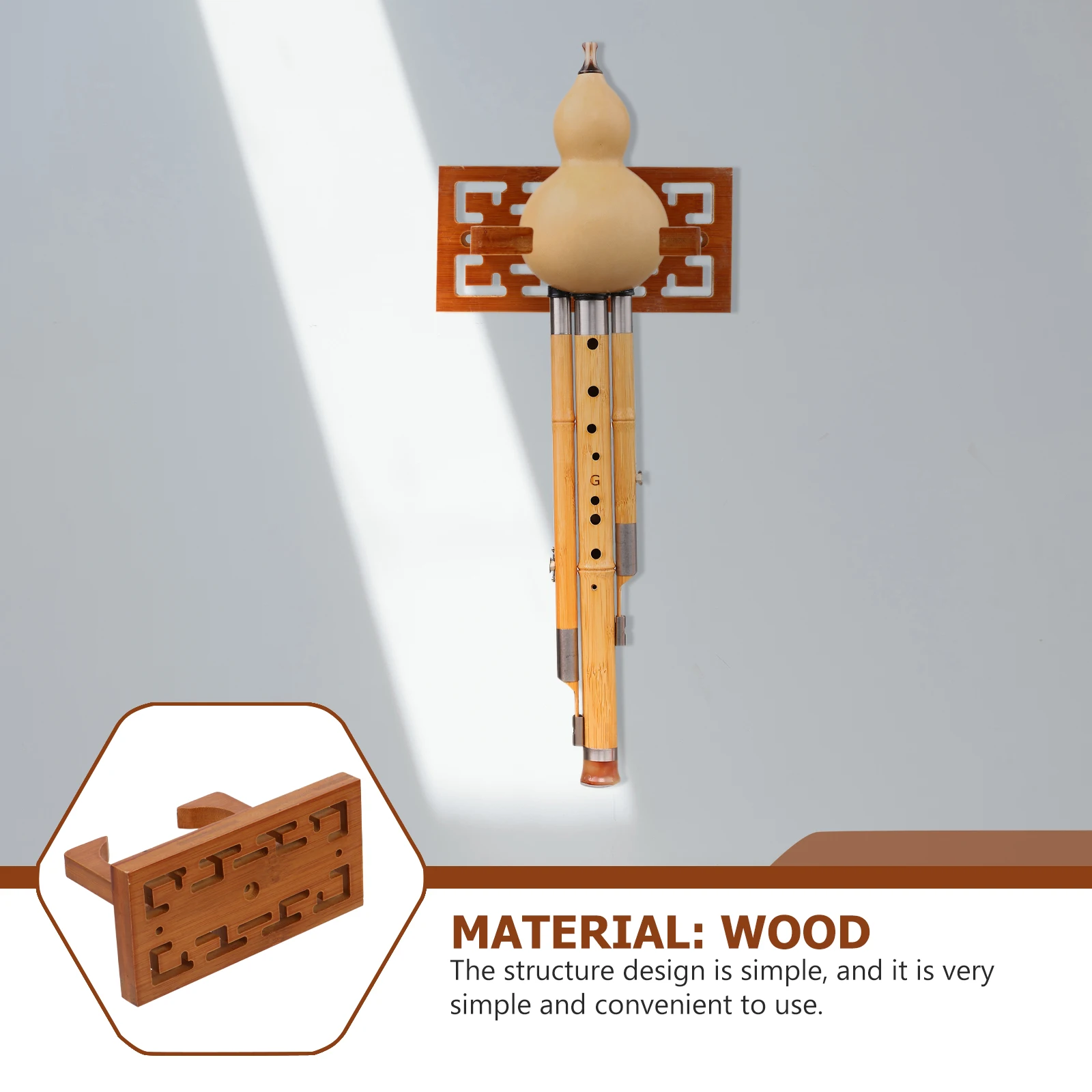 

Wall Hook Instrument Rack Gourd Mounted Holder Flute Storage Hooks for Cucurbit Holding Shelf Wooden