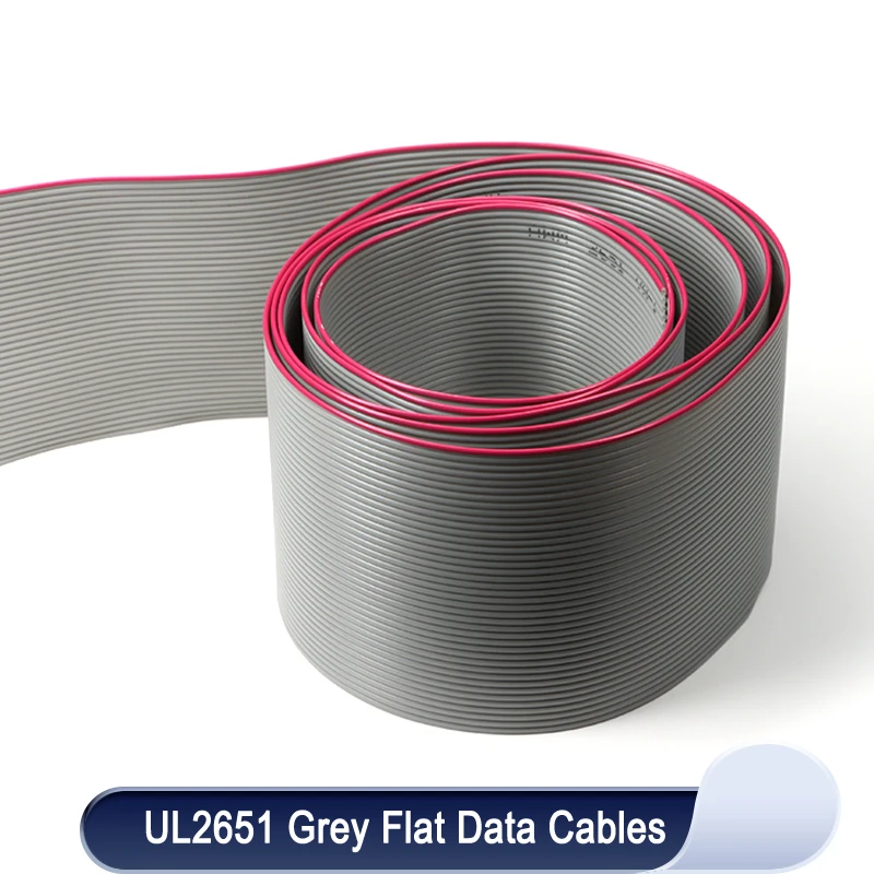 

1~20m UL2651 Gray Flat Data Cable 1.27mm Wire 28AWG 10 14 16 20 26 30 34 40 50 60 pins 300V for 2.54mm IDC Connector