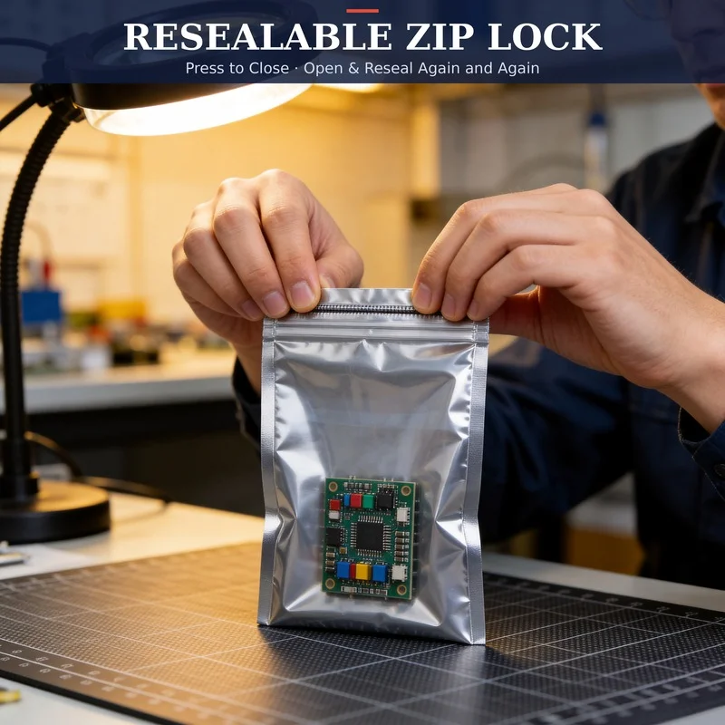 100pcs Anti Static Shielding Zip Lock Bag Resealable ESD Antistatic Pouch for Instrument Chip Electronic Accessories Battery USB