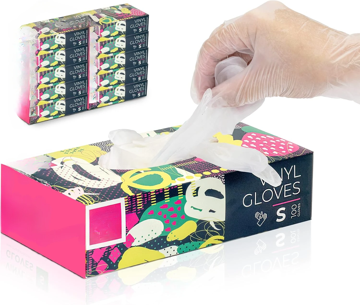 Fit Meal Prep Disposable Vinyl Gloves Latex Free Powder Free Cleaning Gloves for Kitchen, Bathroom, Household