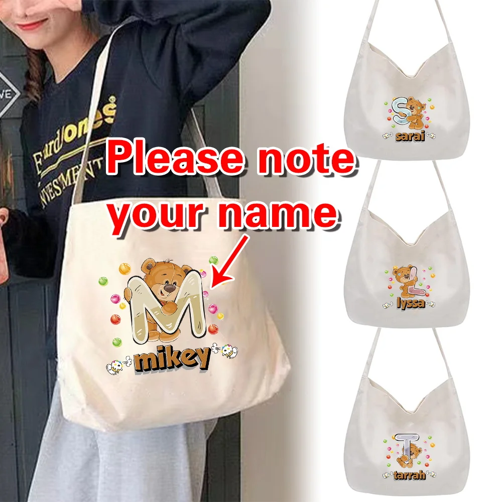 

Холщовая сумка на одно плечо с индивидуальным именем, дорожная сумка, высококачественная сумка для хранения, экологически чистые сумки для покупок