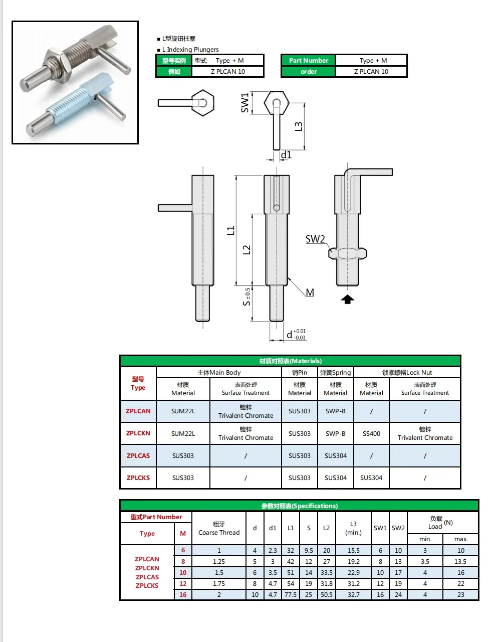 ZPLCAS Stainless Steel L Shape Handle Retractable Indexing Plunger Positioning Pin with Lock Nut