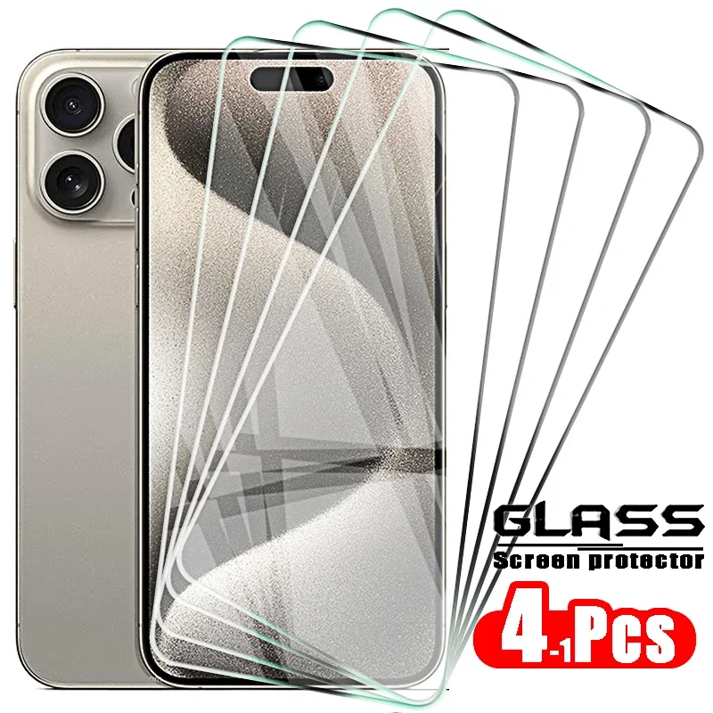 4-1pcs Tempered Glass for IPhone 15 Pro Max 15pro Screen Protector Protective Glass for Apple 15 Pro 14 13 12 11 Pro Max Mini