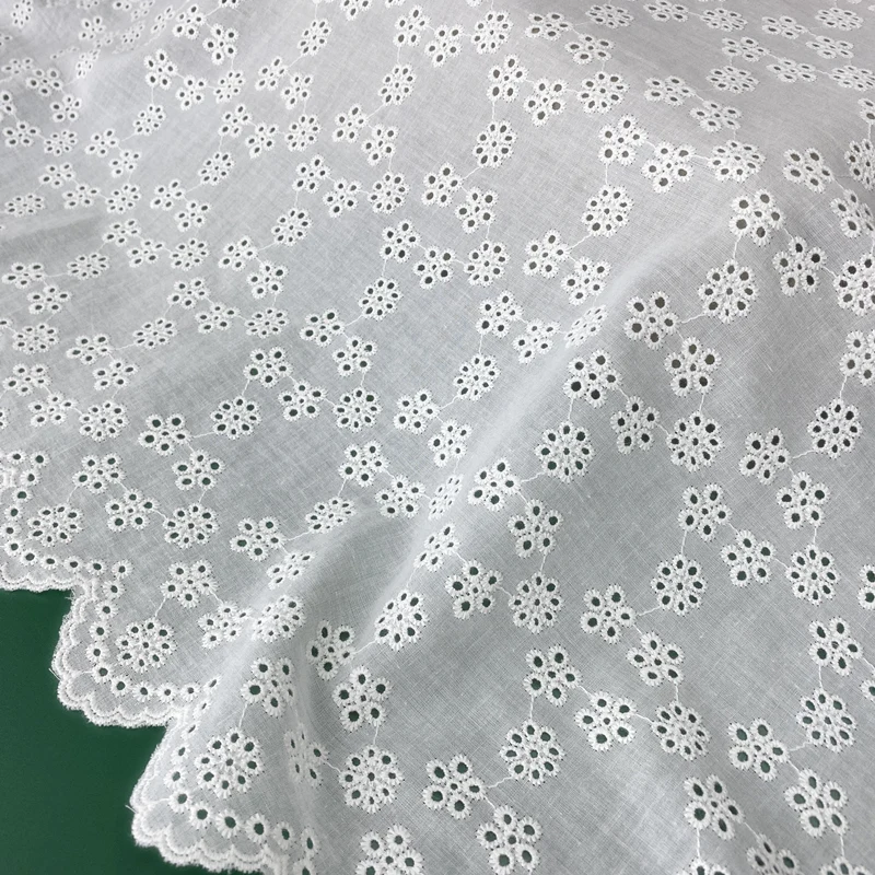 Floral Embroidery Lace Clothing Fabric, Home Textile, Curtains, Tablecloths, Cotton Lace Fabrics, Hollow Out, 135cm Width