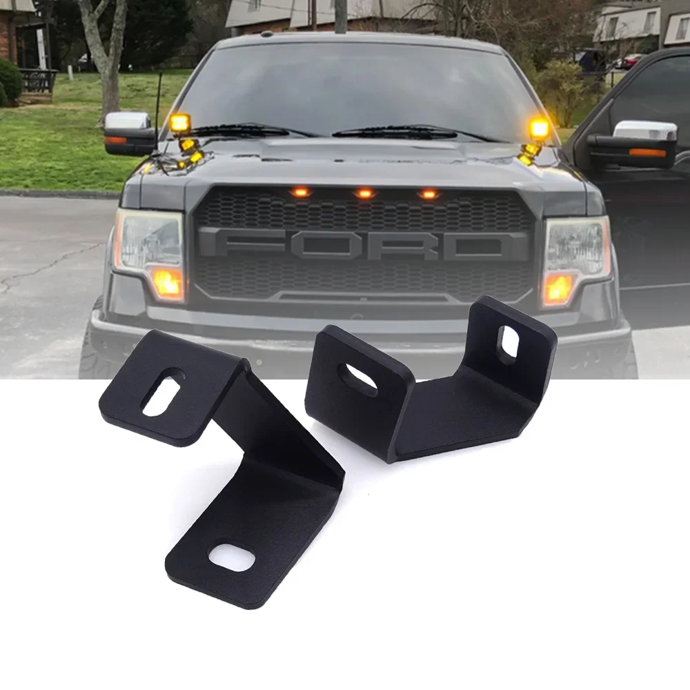 For Ford F150 Raptor 2017-2023 And F-150 2015-2023 Upper Hood Hinges LED Work Light Mount Brackets Steel Car Accessories