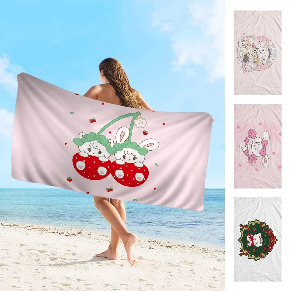 Cute M-Mikko I-Illustrations Beach Towel Colorful Bath Towels for Girl Microfiber Quick Dry Custom Sand Free Beach Spa Gym Pool