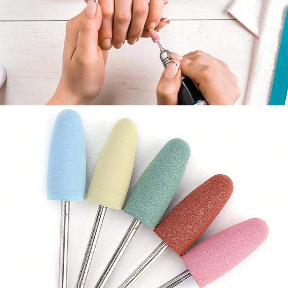 5 stks/set Rubber Siliconen Nail Boor Nail Buffer Rotary Burr Mills Cutter Voor Manicure Boor Accessoires Voet Polishingo \ l/