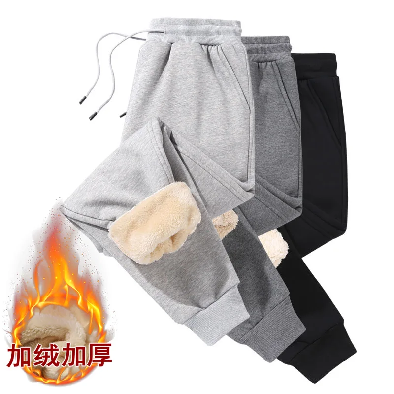 Spring Autumn Winter Simple Sports and Leisure Pure Cotton with Thick Velvet for Warmth Leg Tight Pants for Men