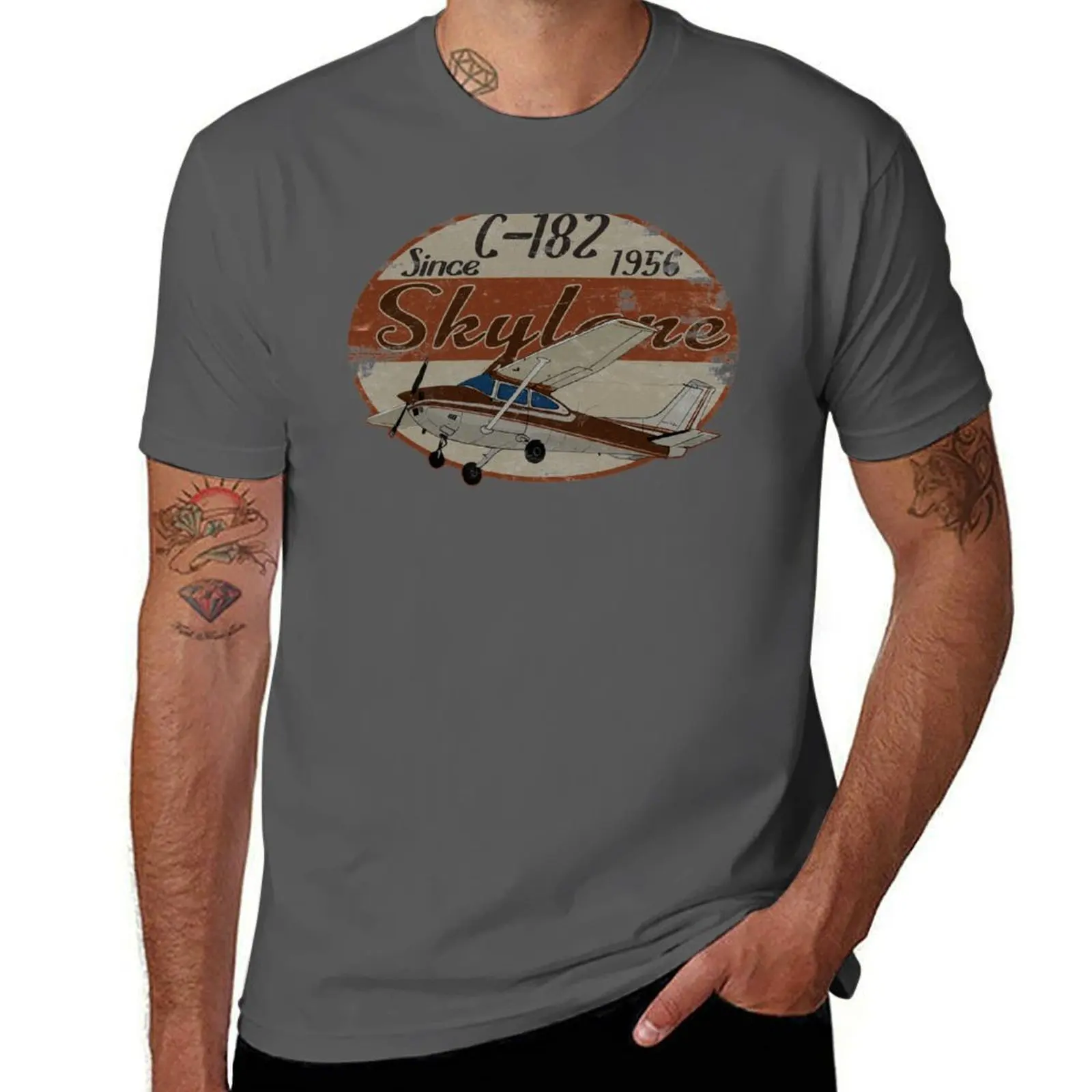 Cessna 182 Skylane Since 1956 Vintage Retro Design T-Shirt summer tops boys animal print mens graphic t-shirts