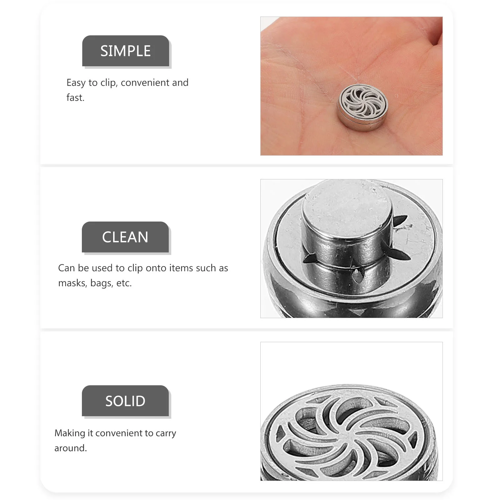 

Aromatherapy Clip Delicate Pendant Locket Aromatic Decor Jewelry Stainless Steel Necklace for Mask