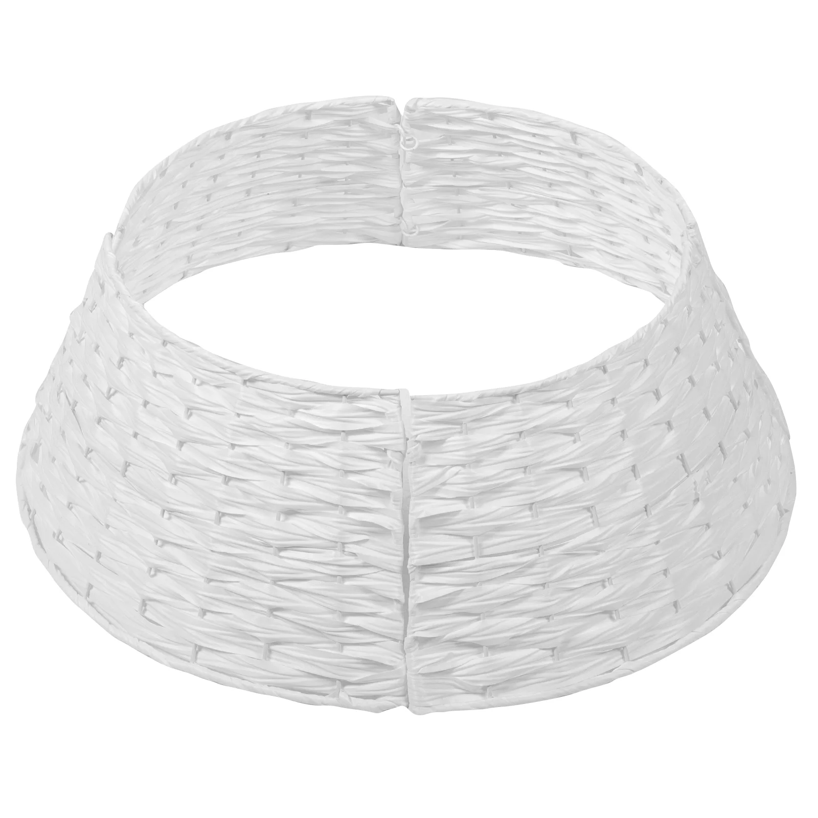 White Small Christmas Tree Collar Woven Basket Skirt Round Base Fence Decorations Tree Covers Rings Festive Party Supplies