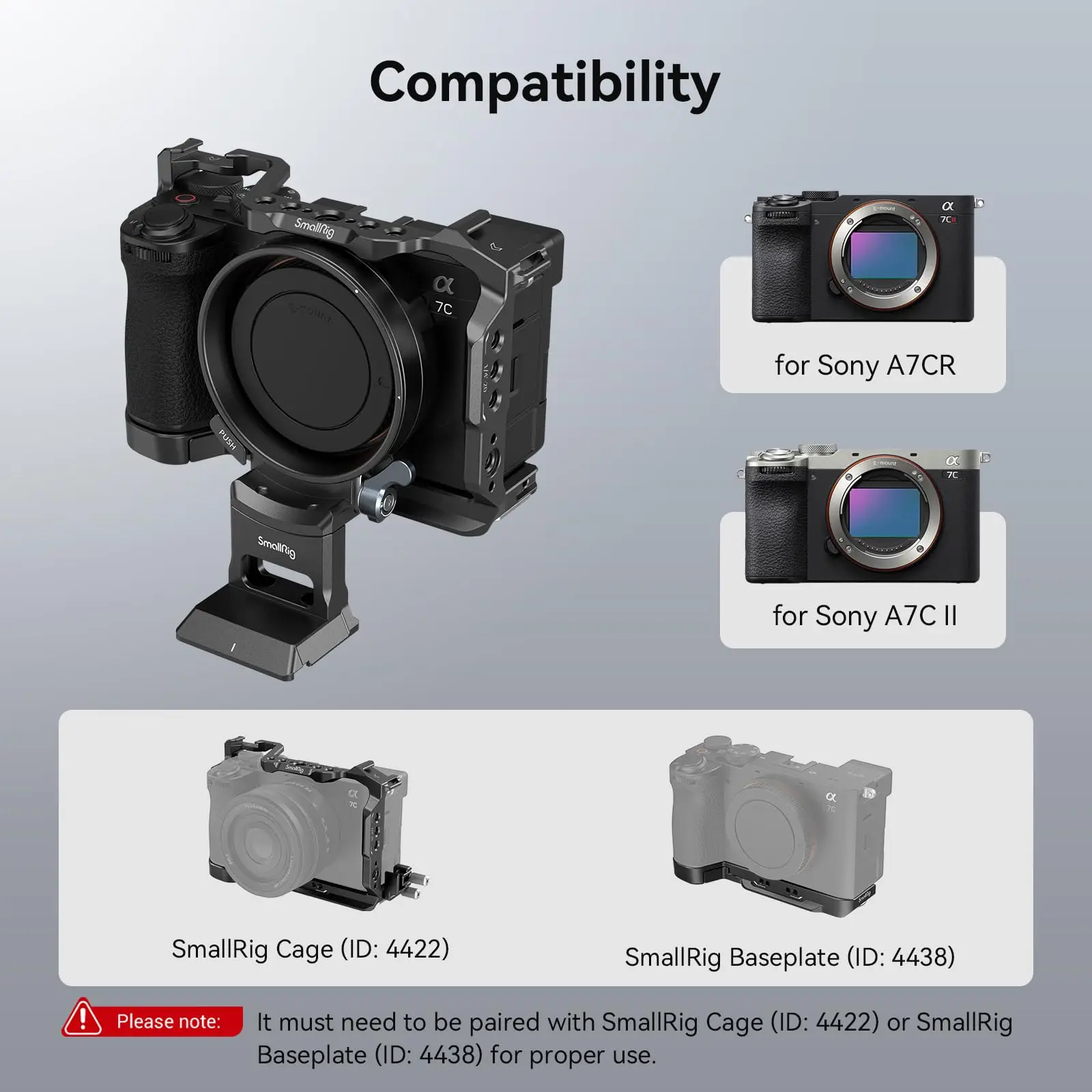 SmallRig Horizontal-to-Vertical Mount Plate for Sony Alpha 7 C II / Alpha 7 CR with Cage 4422 or Baseplate 4438 Quickly Switch