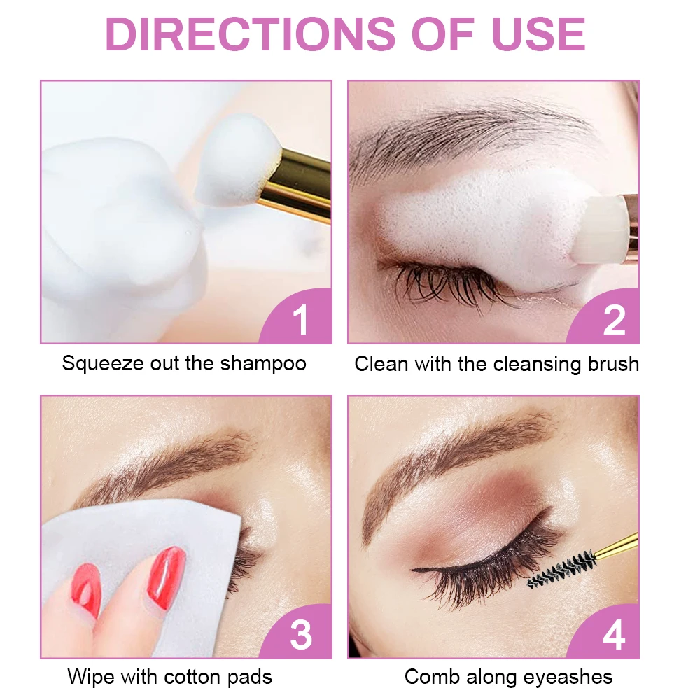 Moonlily 60ml Eyelash Shampoo Gentle Cleansing Eyelashes Grafting Extension Eyelashes Mousse Foam Eyelash Dedicated Cleaner