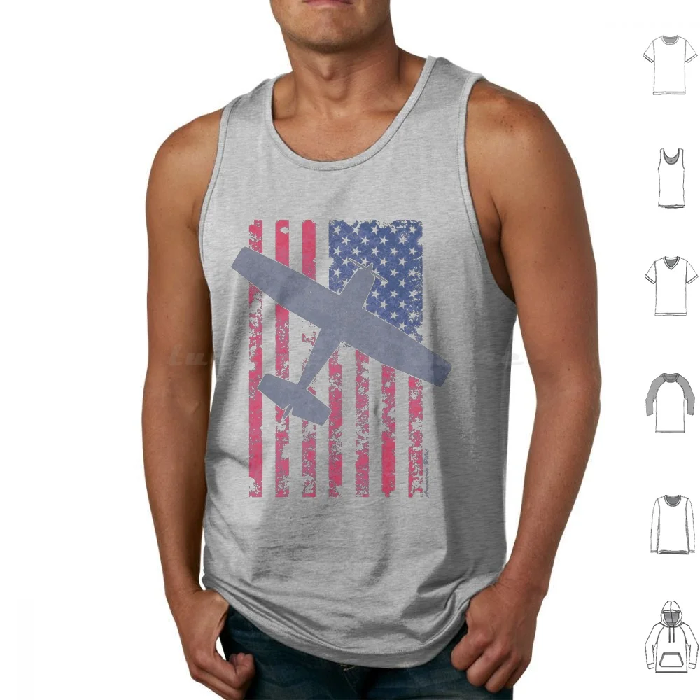 American Pilots Series Skyhawk & Old Glory Tank Tops Vest Sleeveless American Pilots Pilot Us Flag July 4 Fourth Of July