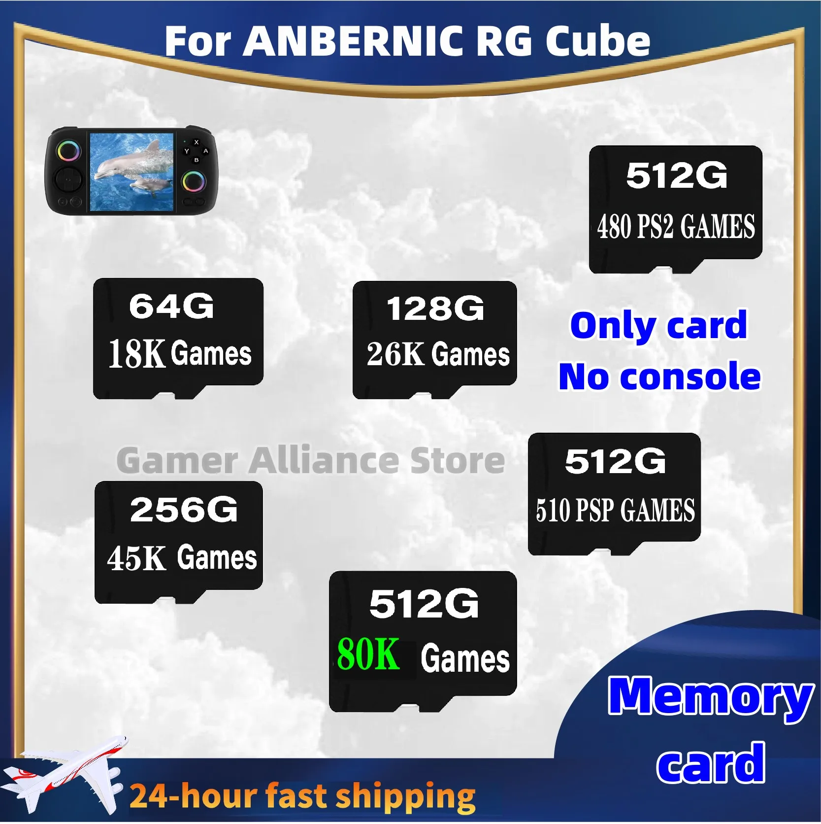 

FOR ANBERNIC RG Cube Handheld Retro Game Console Memory Card SD Card TF Card 510 PSP Games 512G 60000 Games Micro Sd PS2 Games