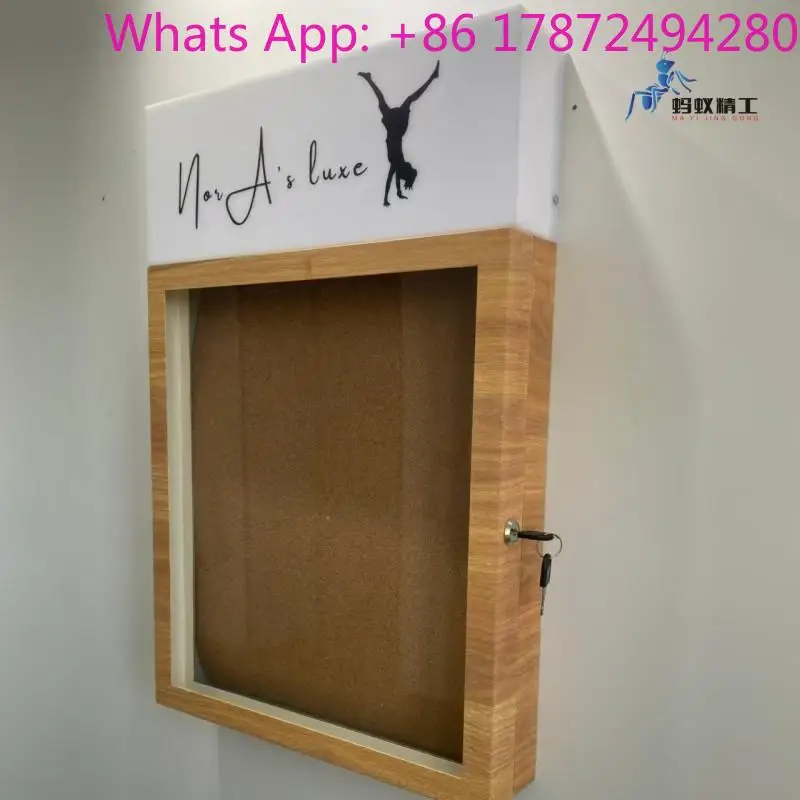 luminous poster decorative frame Hong Kong wind wood publicity column product display cabinet niche bulletin board meal