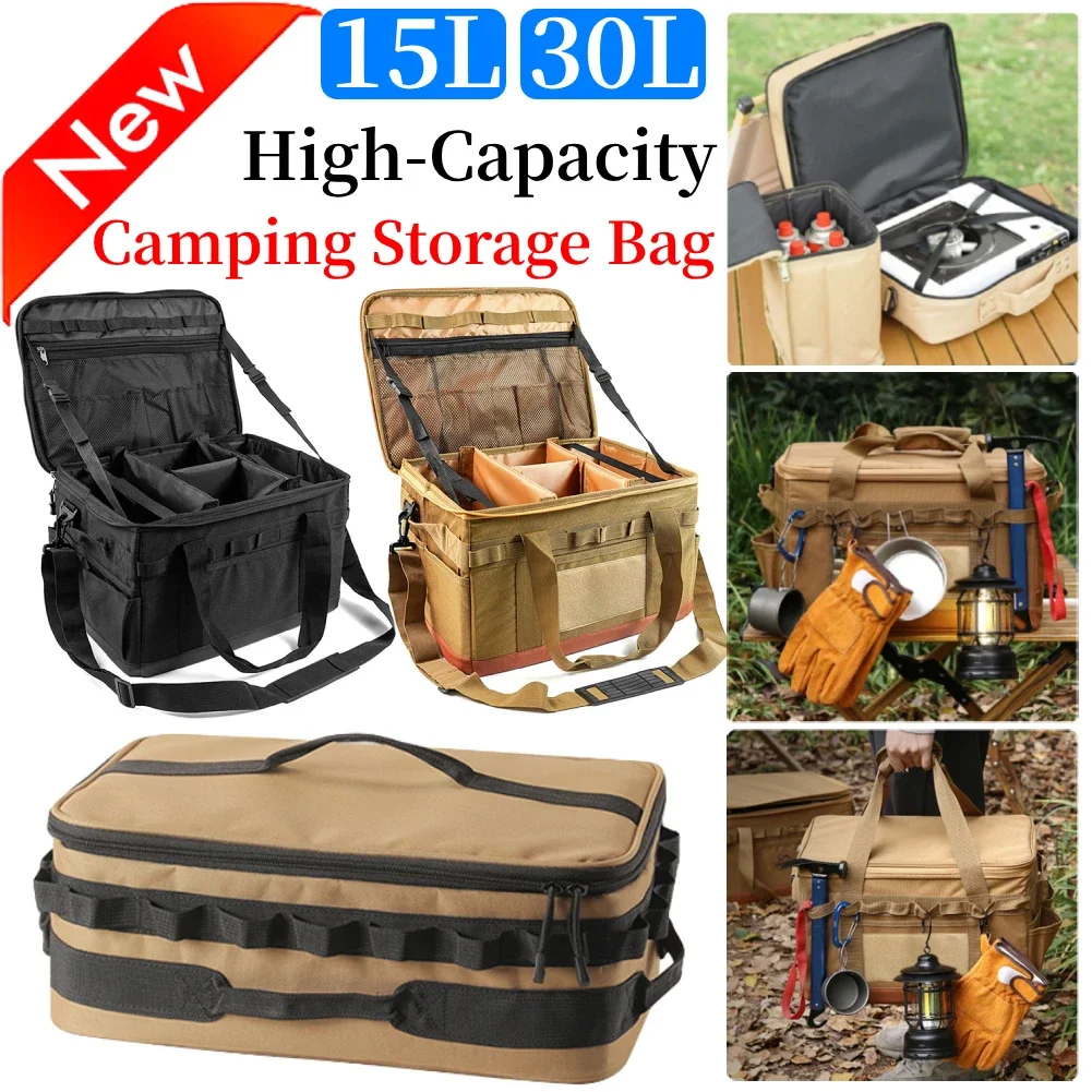 New 30L 캠핑가방 Outdoor Camping Gas Tank Storage Bag Collapsible Large Storage Lamp Tableware Bag Hiking Cooking Utensil Organizer