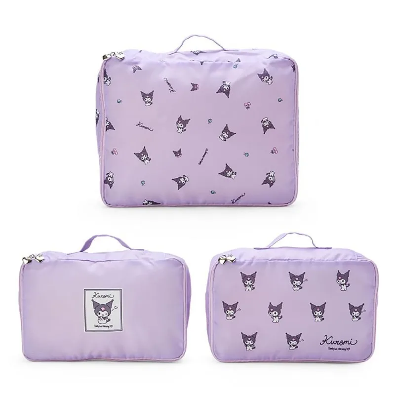 Three-piece Set of Fashionable and Popular Travel Bags Cute Kuromi Women's Travel Storage Bag Large-capacity Luggage Bag 3-Piece