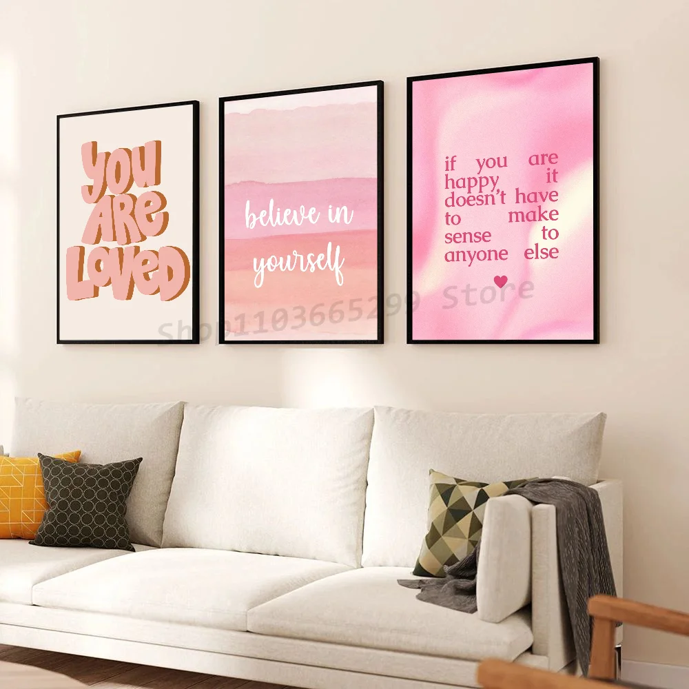 1pc Bauhaus Words Quote Pink Self-adhesive Art Poster Waterproof Paper Sticker Coffee House Bar Room Wall Decor