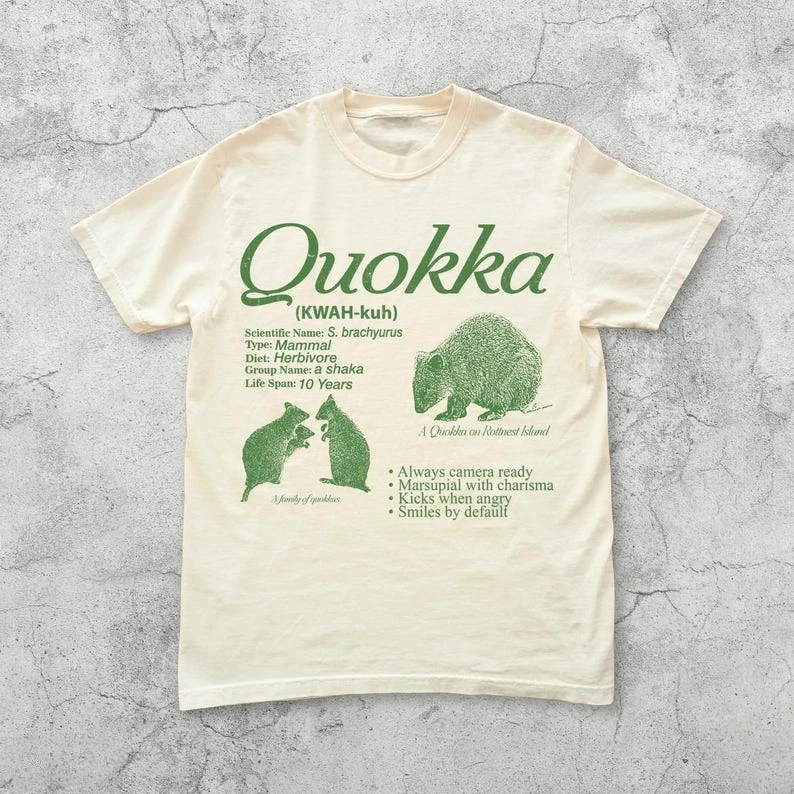Summer Hot Sale Quokka Vintage 90s Graphic T-shirt Retro Animal Lover Infographic Facts T-shirt Breathable Comfortable Clothes