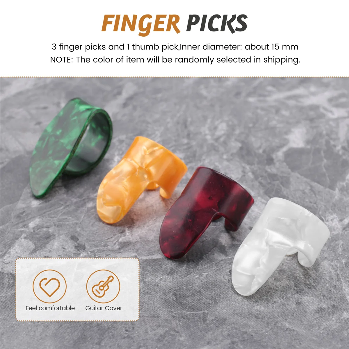 

AA85 3 Finger Picks + 1 Thumb Pick Plectrums Guitar Plastic