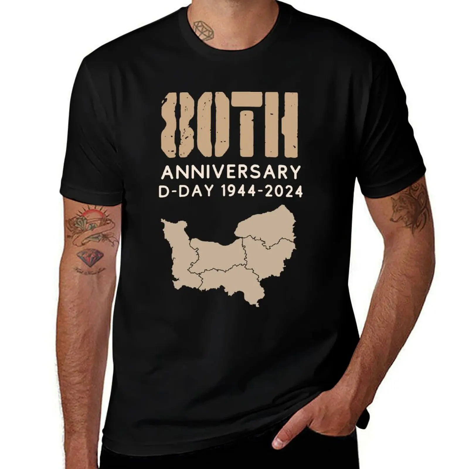 

80th anniversary D-day, Normandie, June 6, 2024, 1944 - 2024 T-Shirt graphic t shirts for man t shirt man cotton T-Shirt