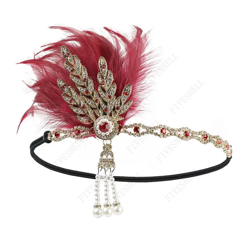 1920s Hairband Headpiece Feather Flapper Headband Headdress Vintage Costume Party Hairband For Women feather headpiece