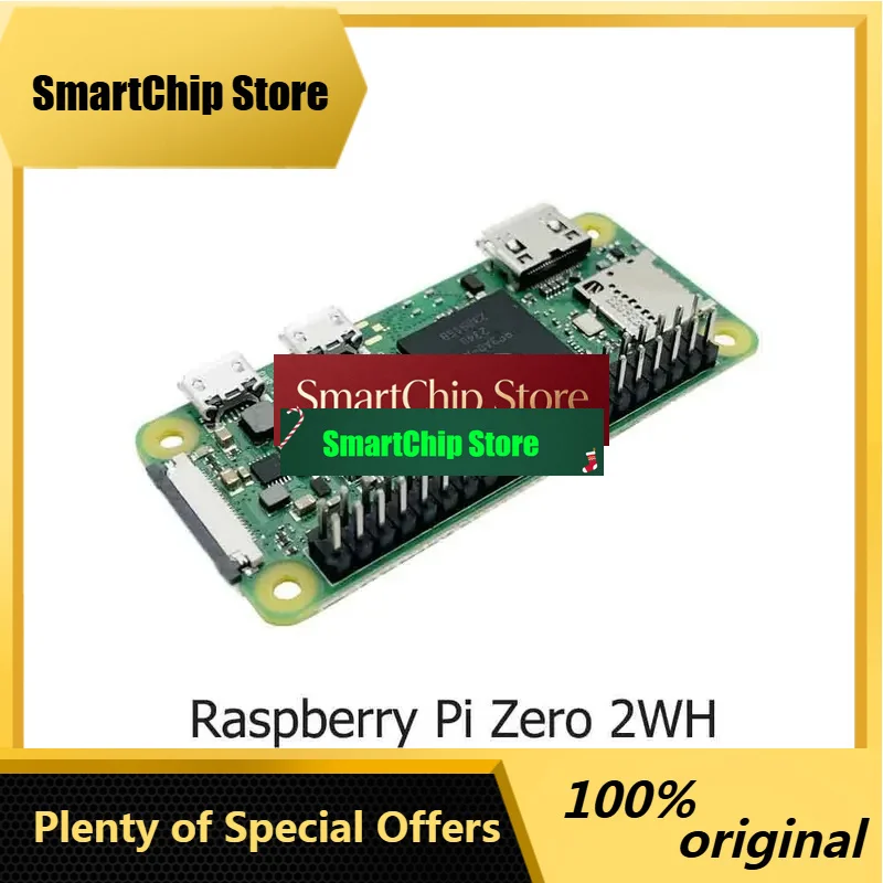 SmCpRaspberry Pi Zero 2 Development Board Zero 2W-Solder Quad-Core 64-Bit-A53 BLE & WiFi,Optional With Pin Header