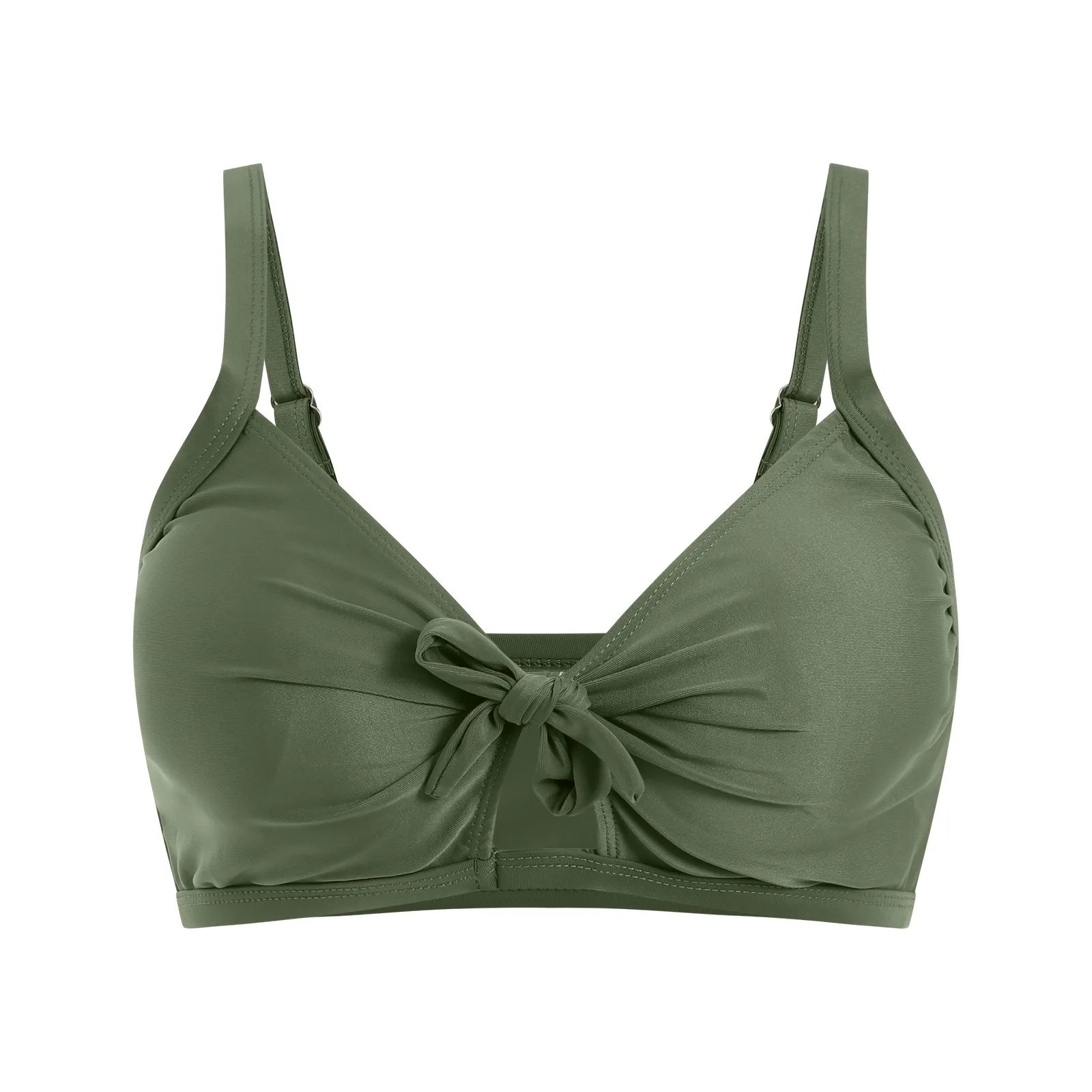 

Micro Bikinis For Women Summer Solid Swimsuit Bikini Deep V Neck Tie Front Chest Pad Crop Tops For Women Bather Bathing Suits