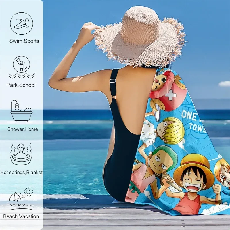 Animación One Piece Youth ZORO Luffy Fitness Running Sweat, toalla de playa práctica, Toalla de baño de natación, modelo de Anime