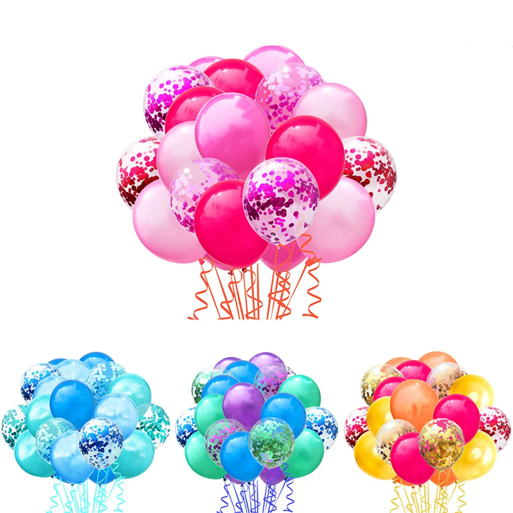

60pcs Latex Kit Ribbon Confetti Balloons Colorful Sequins Decor Party Supplies For Birthday Baby Shower Gathering