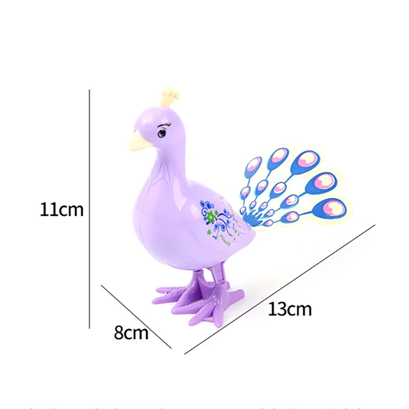 1Pcs Fun Vintage Clockwork Toys Cute Jumping Peacock Children's Clockwork Toys Supplies Cartoon Peacock Kids Toys Birthday Gift