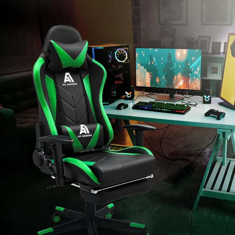 كرسي ألعاب home. كرسي سباق مريح عالي الظهر للكمبيوتر كرسي ألعاب قابل للتعديل مع مسند للقدمين، دعم قطني سوي #2