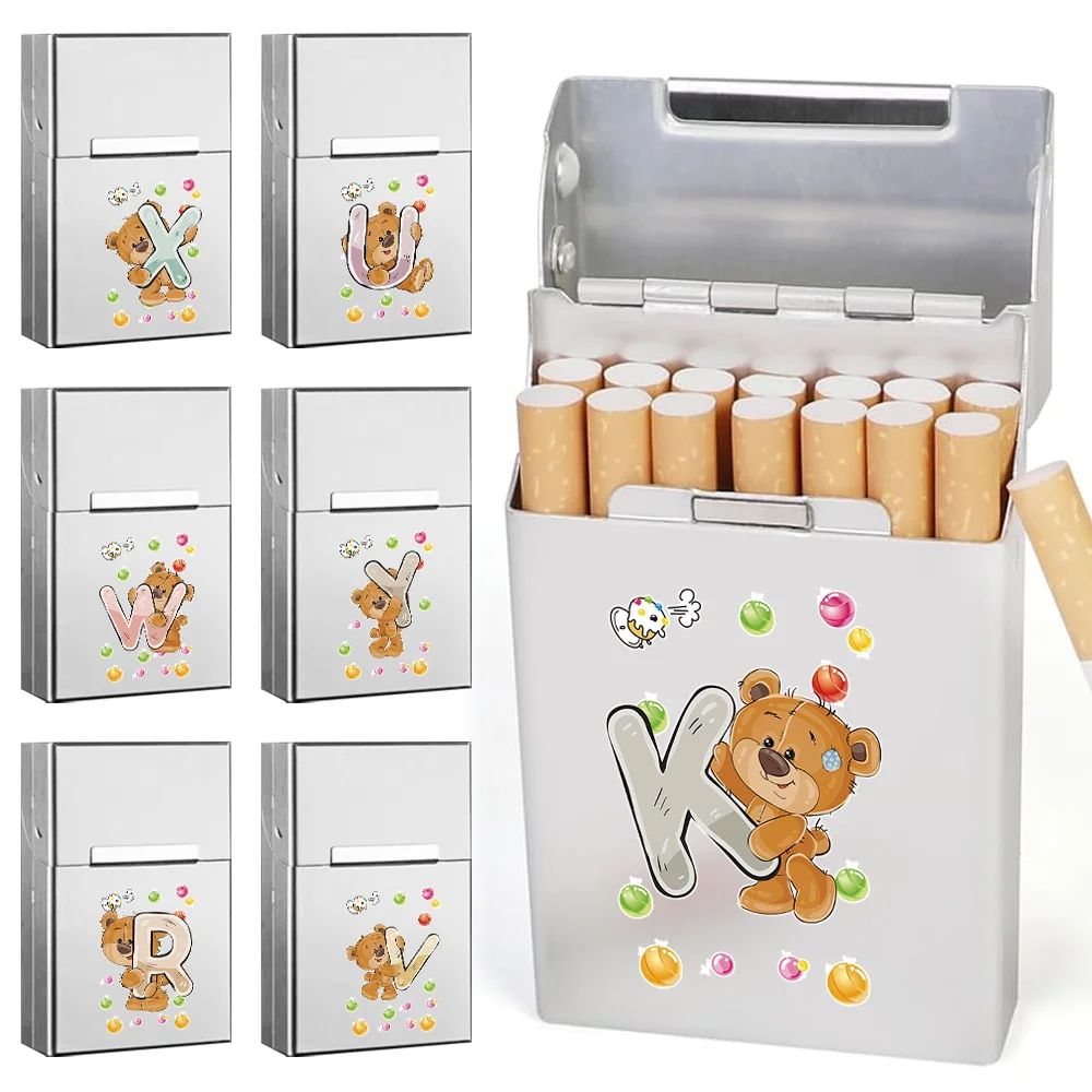 

Cigarette Cigar Case Cover Tobacco Organizer Holder Pocket Smoking Storage Box Portable Waterproof Container Bear Letter Pattern