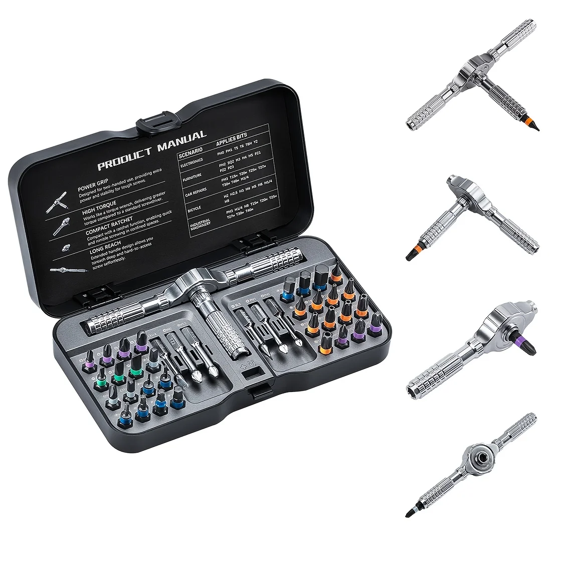 

40-in-1 Ratchet Screwdriver Set with S2 Steel Bits, Magnetic Ratchet, Flexible Shaft - Ideal for Assembly, Appliance Repair