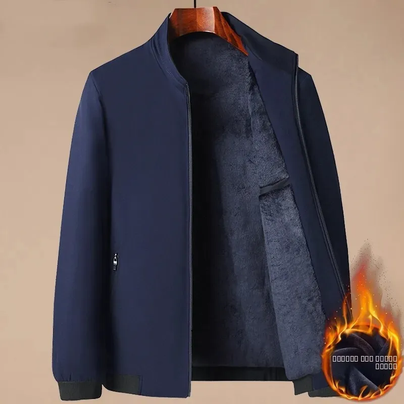 

Thiened Fce Winter Jaet for Men Warm Autumn Winter Cotton Clothes Zipper Decoration Stand Collar Long Length Special Wide