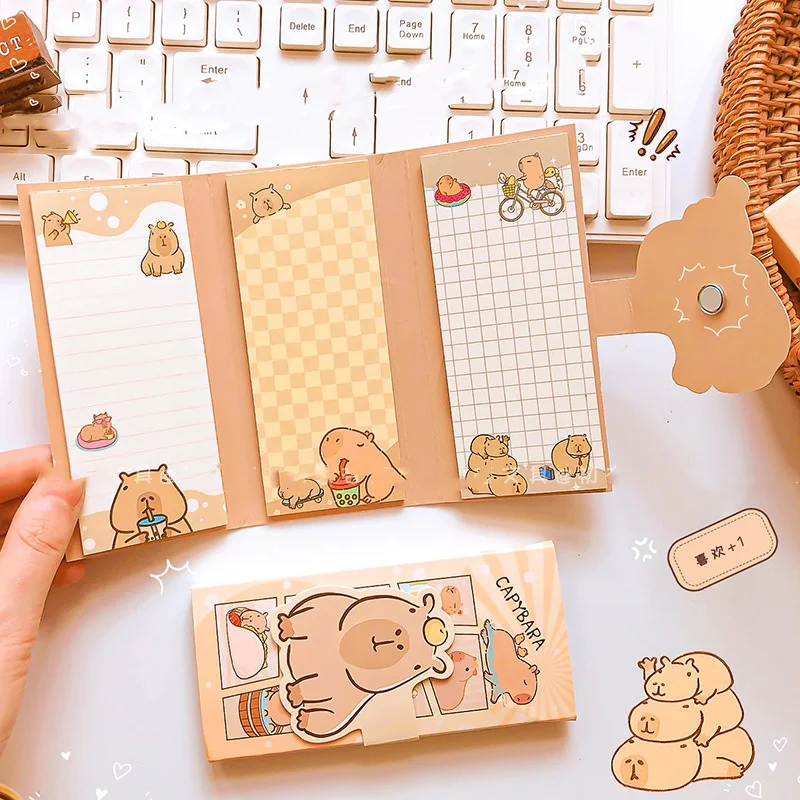 16 pcs/lot Creative Capybara Memo Pad Sticky Notes Cute 3 Folding Notepad Stationery Label Post Office School Supplies