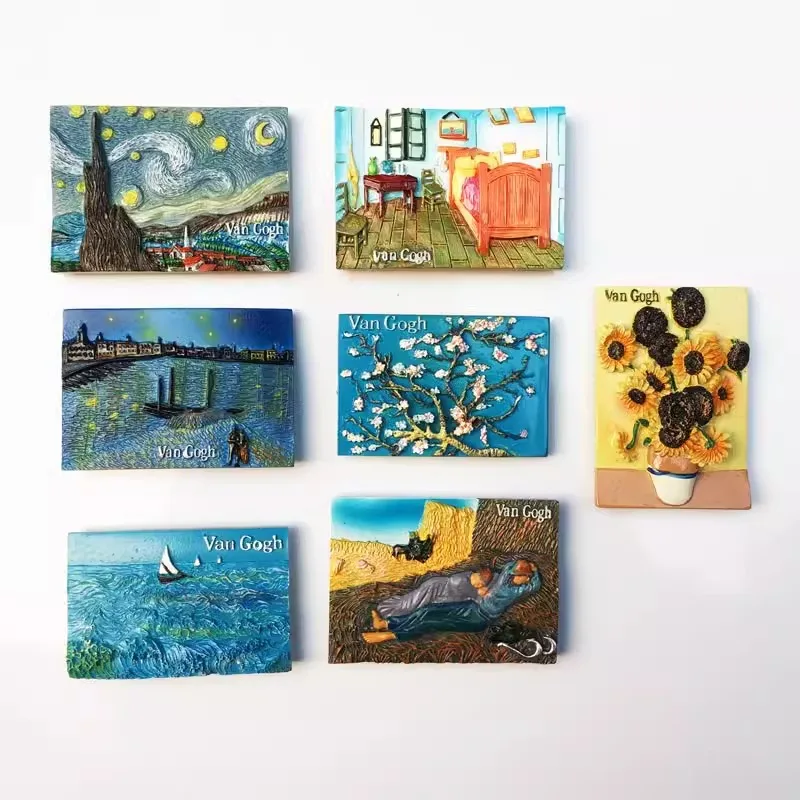 

Dutch Post Impressionist painter Van Gogh's 3D painted tourism commemorative crafts, magnetic stickers, refrigerator stickers