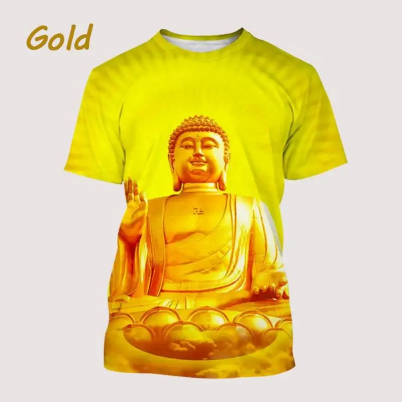 Buddha 3d Printing Hip Hop Summer Men\'s Personality T-Shirt Trend Fashion Street Creative Casual Comfortable Short-Sleeved Top