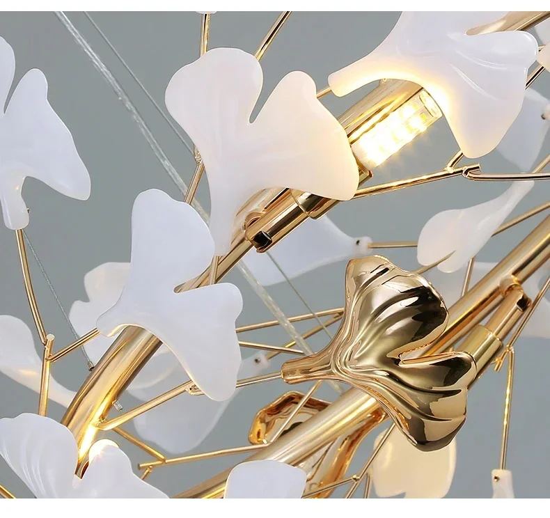 

Скандинавская роскошная керамическая люстра в виде листьев гинкго для гостиной, столовой, спальни, светодиодный подвесной светильник, домашний декор, бар, подвесной светильник