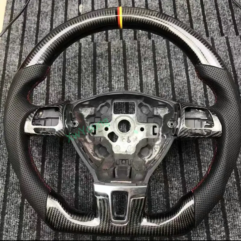 For VW Volkswagen Golf 6/Scirocco/Magotan/Passat/SAGITAR (With Paddle Shifter Holes) 100% Real Carbon Fiber Steering Wheel