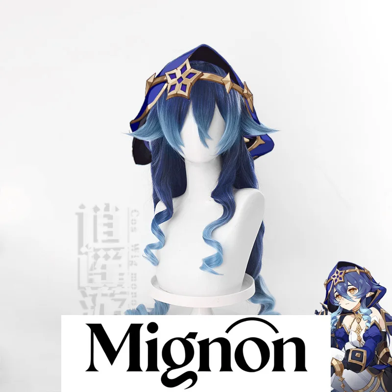 

Genshin Impact Layla Cosplay Wig Blue Gradient Long Curly Hair Twin Tails Halloween Gift