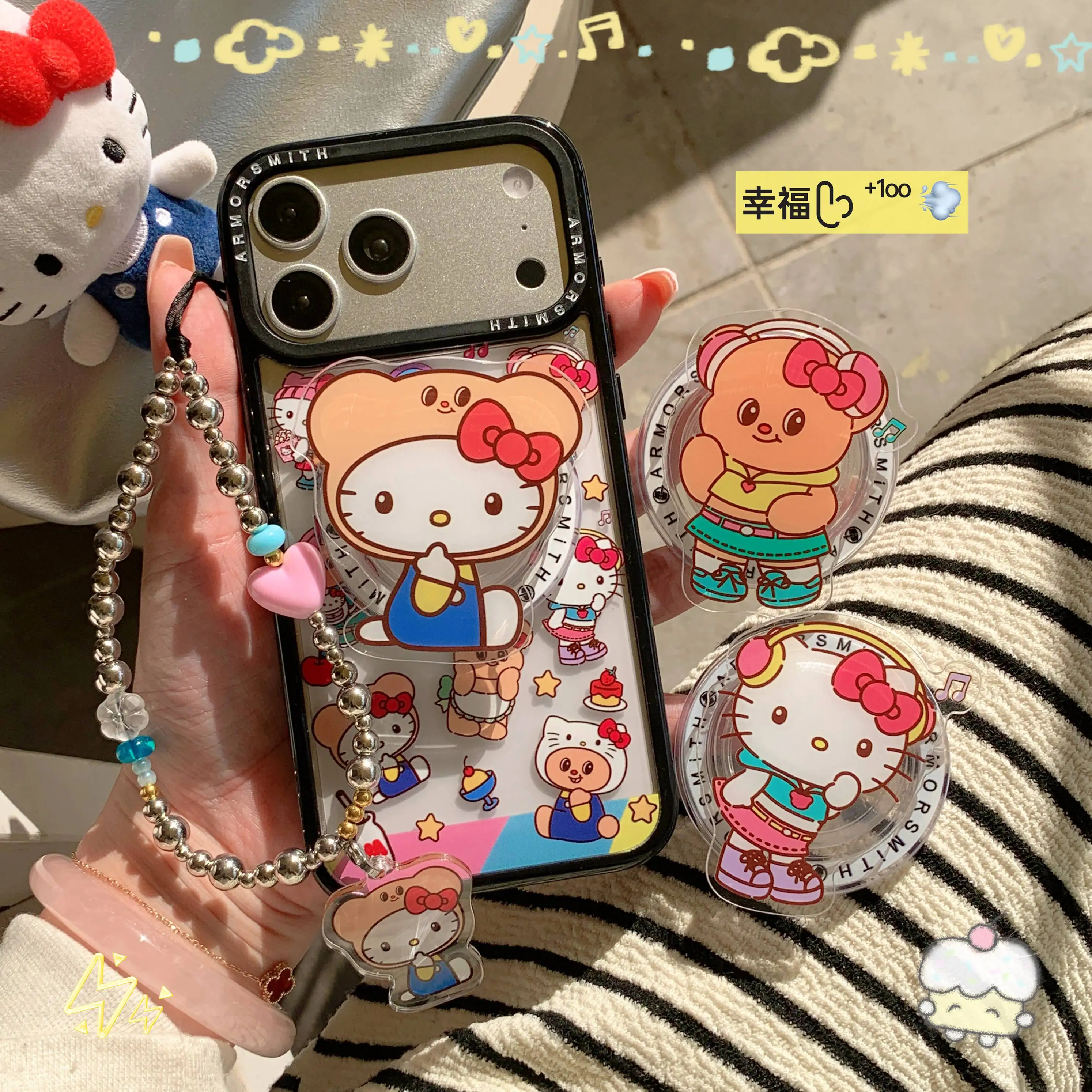 

Cute Bear Kitty Cat Magnetic Phone Case for iPhone 17 Pro 15 Plus14 13 12 11 16 Pro Max Cover 3D Cartoon For Magsafe Stand Cases