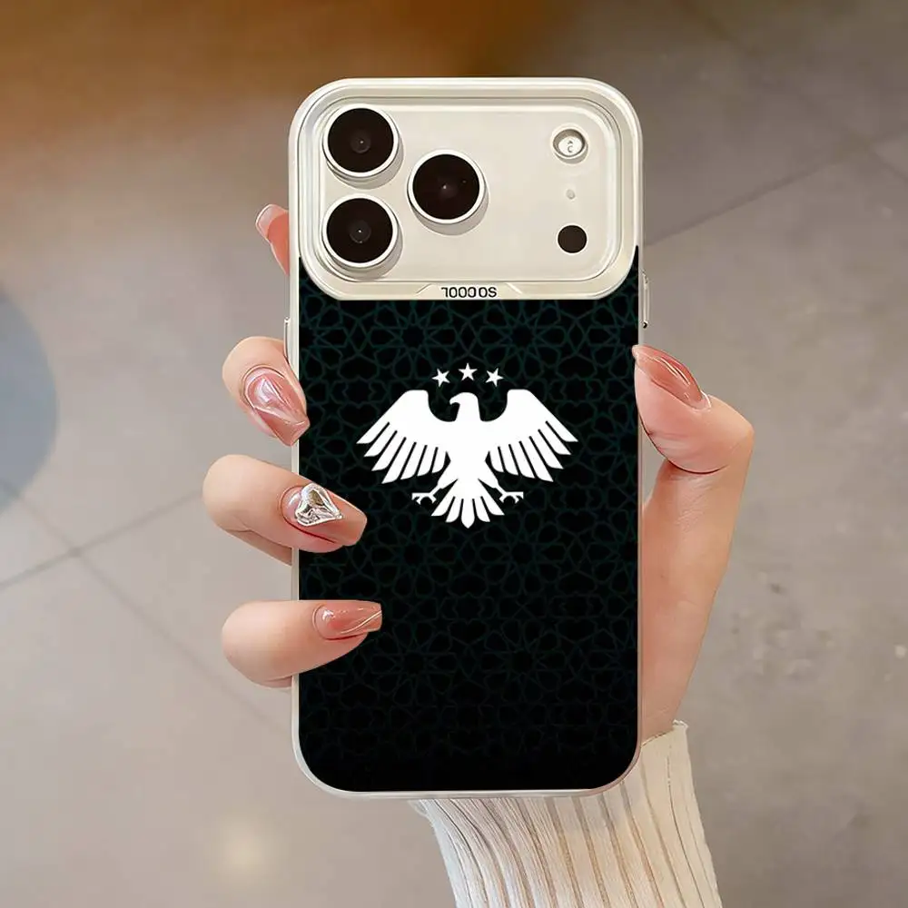 Custodia per telefono Flay FREE Art S-SYRIA per iPhone 17,16,13,12,X,11,15,14,Pro,Max,Plus,SE4,Air,Mini Bianco IMD HD opaco